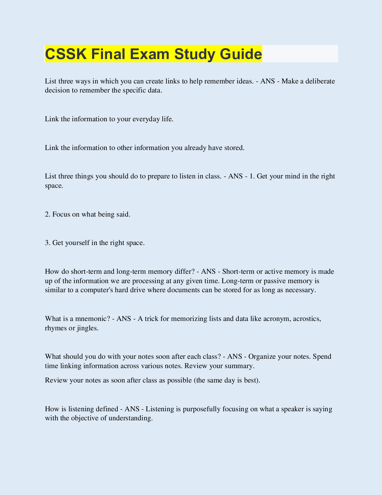 Preview image for CSSK Final Exam Study Guide | 60 Questions with 100% Correct Answers | Updated & Verified